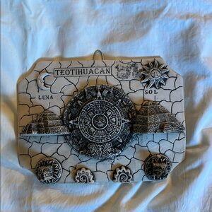 Teotihuacan Wall Plaque - Black and White key holder